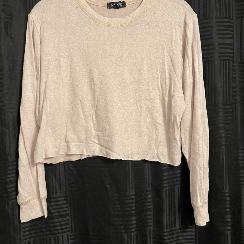 Brandy Melville Cream Long Sleeve Crop Top